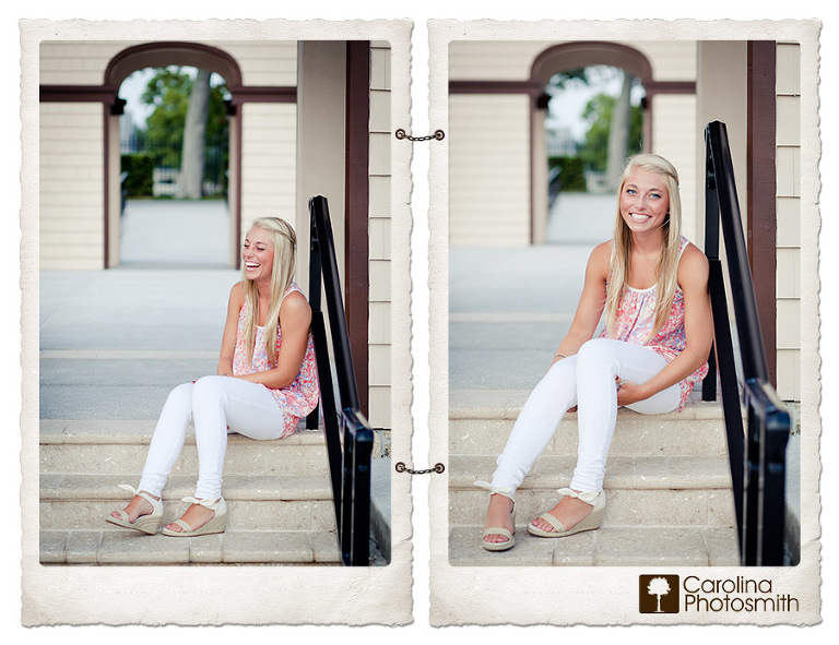 Senior girl cracks up during portrait session with Carolina Photosmith in Ormond Beach