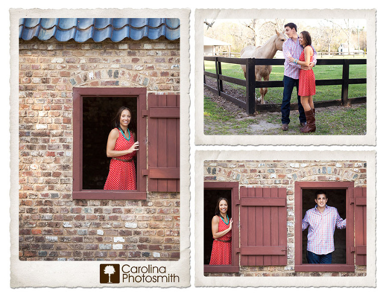 Boone Hall engagement session full of spring, history and a frisky horse