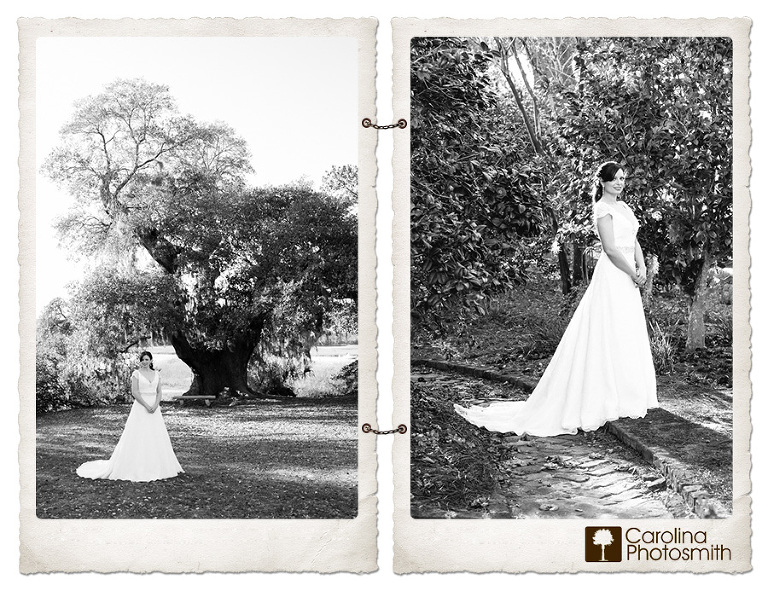 Elegant Charleston bride at Boone Hall Plantation. © Carolina Photosmith