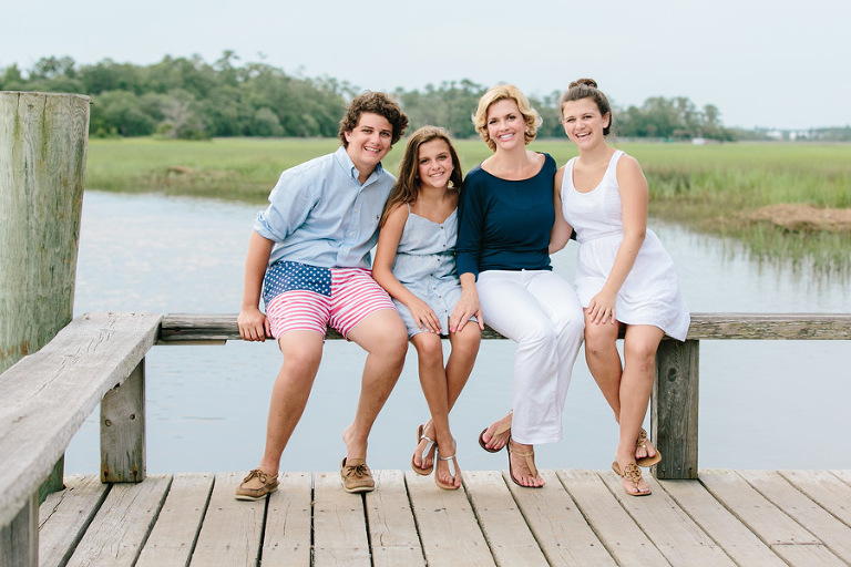 Fun family photography at Boone Hall's Cotton Dock. © Carolina Photosmith