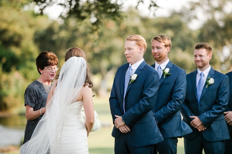 Groom catches his breath before he exchanges vows at the DeBordieu Club.