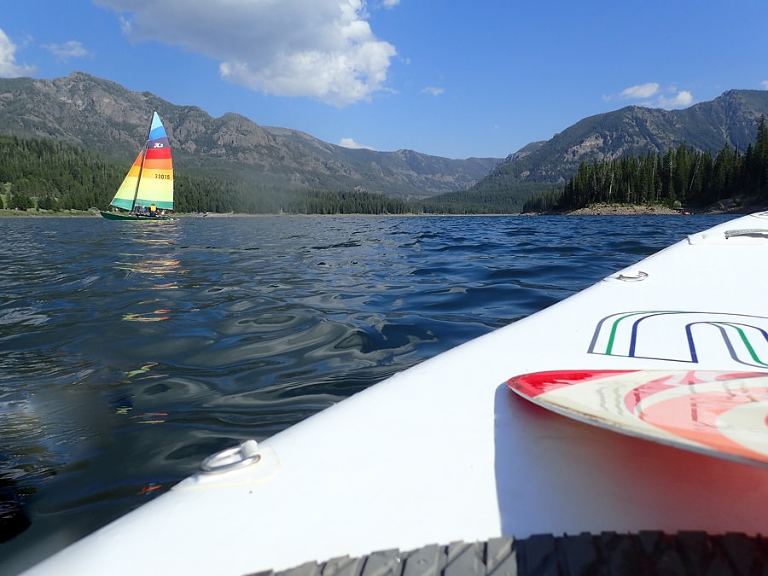 Paddleboarding Upper Hyalite near Bozeman Montana