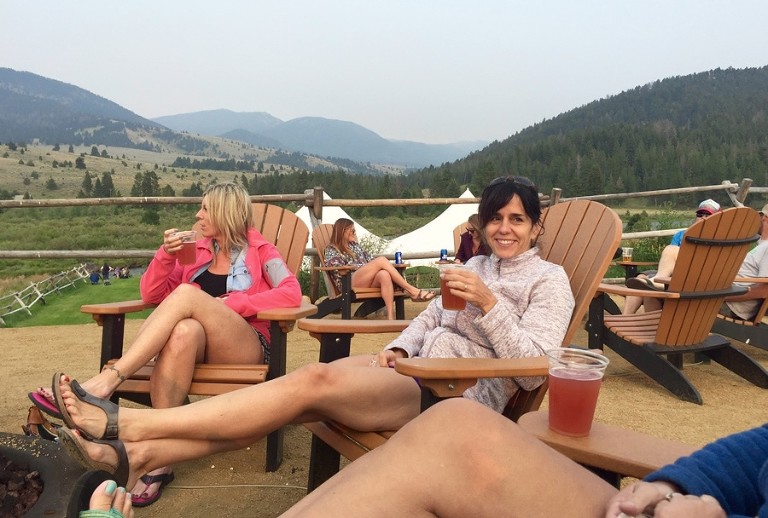 Beer with a view for dust covered ATV riders.