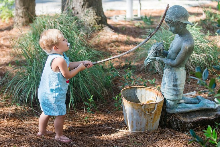 Henry gets second wind to play with his statue friend.