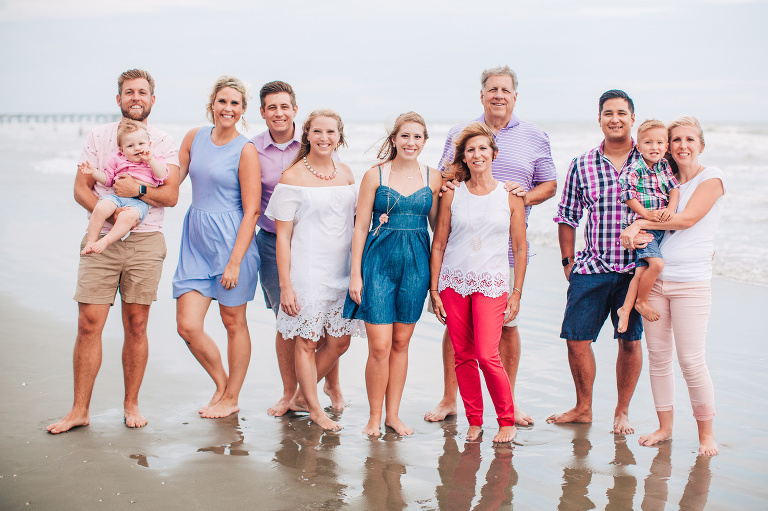 pink and purple palette for extended family beach photography
