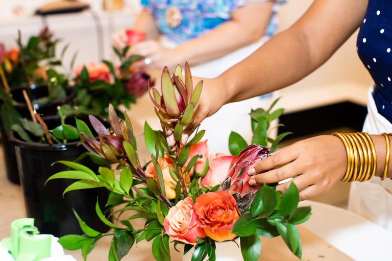 Charleston Flower Social fall florals at I'On Meeting House.